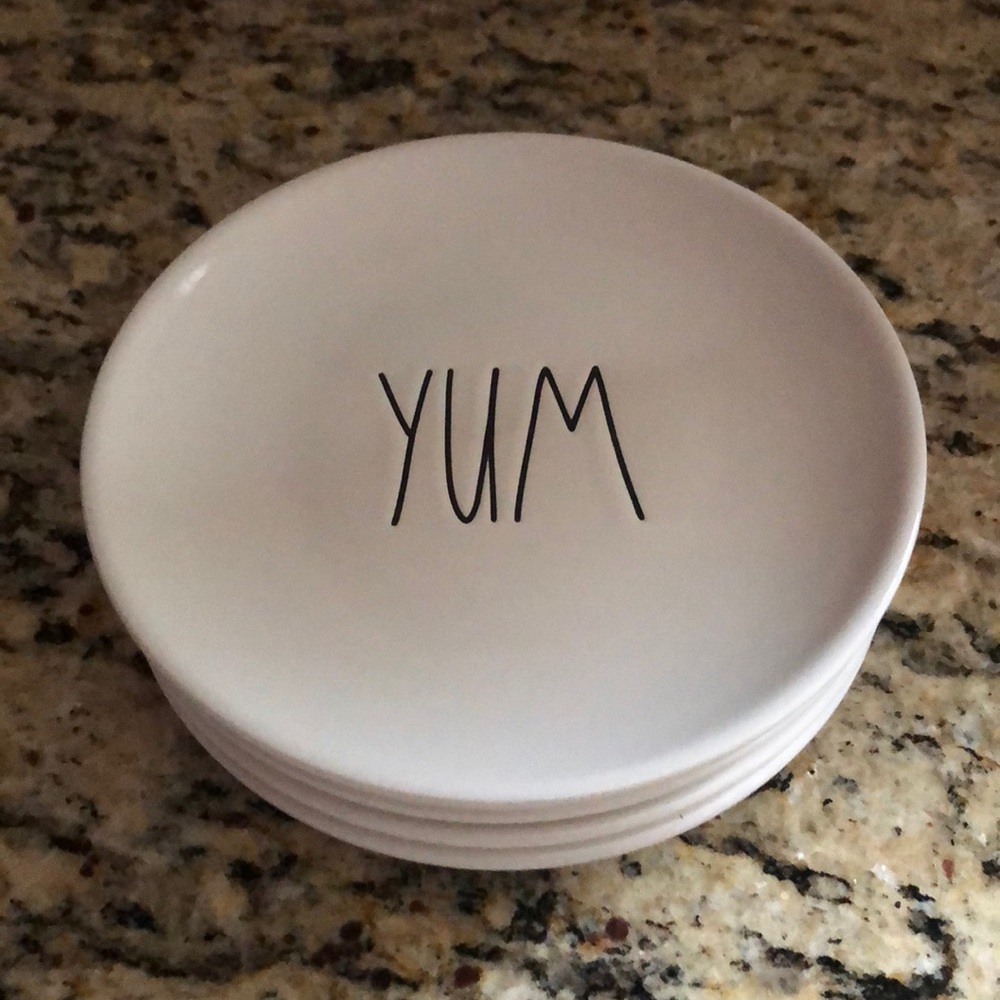 Rae Dunn Appetizer Yum Plates: Set of Four
